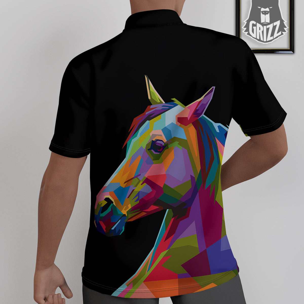 Portrait Horse Colorful Print Untucked Shirts-grizzshop