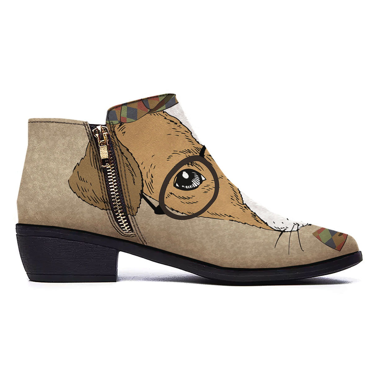 Portrait Jack Russell Terrier Print Ankle Boots-grizzshop