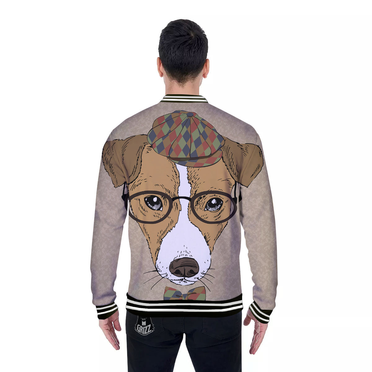 Portrait Jack Russell Terrier Print Baseball Jacket-grizzshop