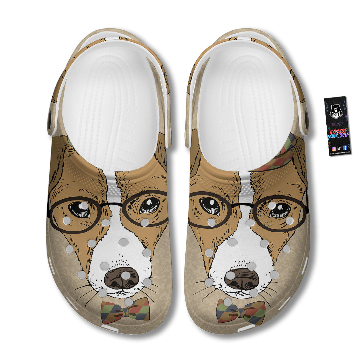 Portrait Jack Russell Terrier Print Clog-grizzshop