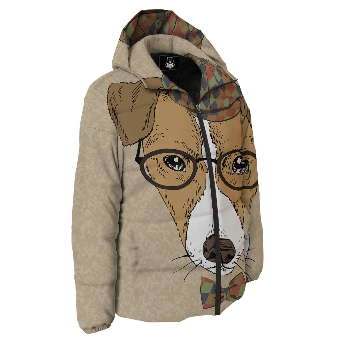 Portrait Jack Russell Terrier Print Down Jacket-grizzshop