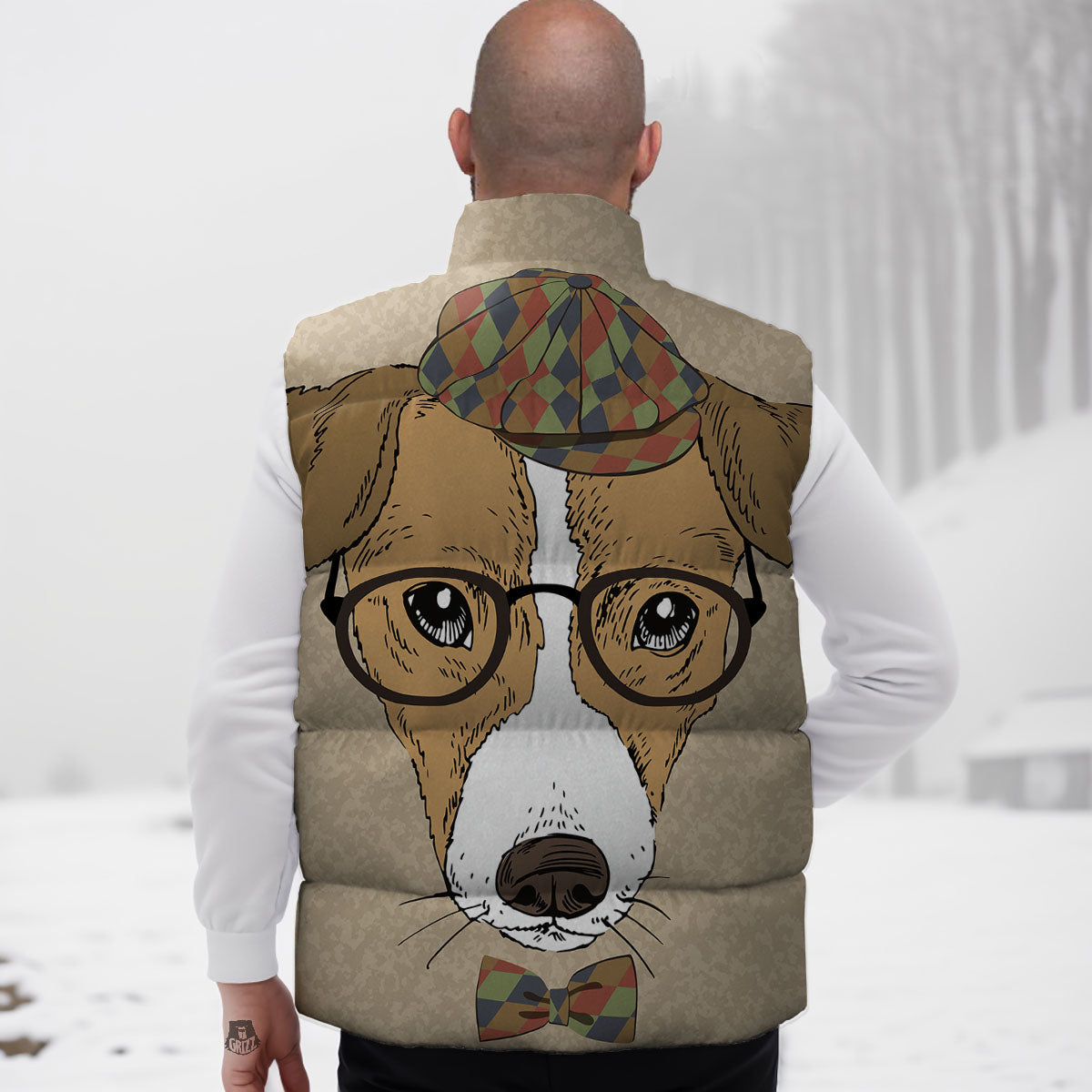 Portrait Jack Russell Terrier Print Down Vest