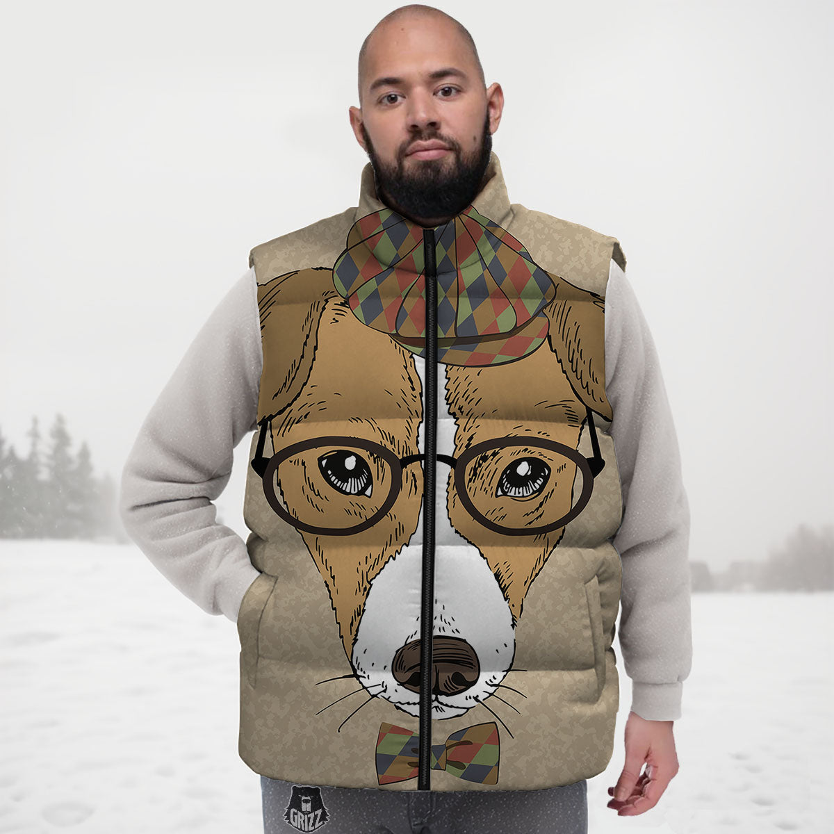 Portrait Jack Russell Terrier Print Down Vest