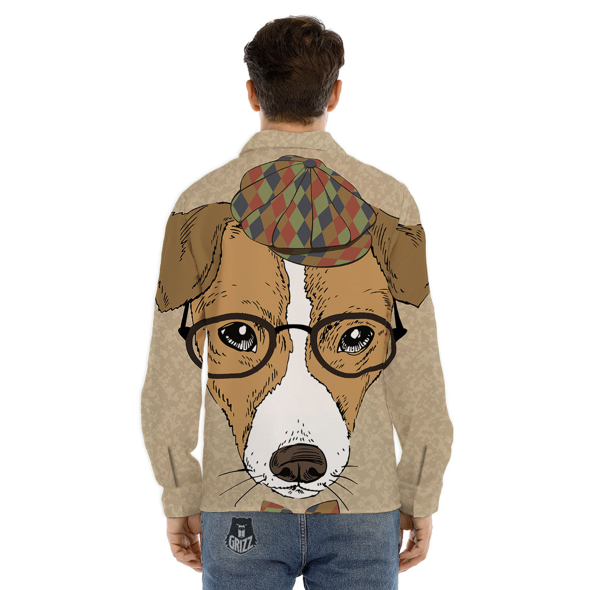 Portrait Jack Russell Terrier Print Men's Dress Shirts-grizzshop