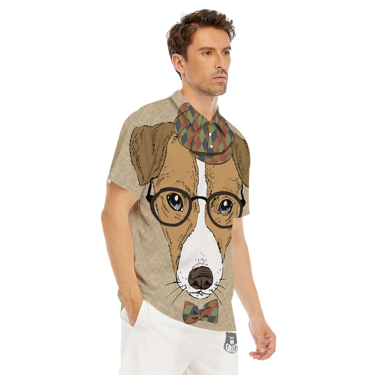 Portrait Jack Russell Terrier Print Men's Golf Shirts-grizzshop