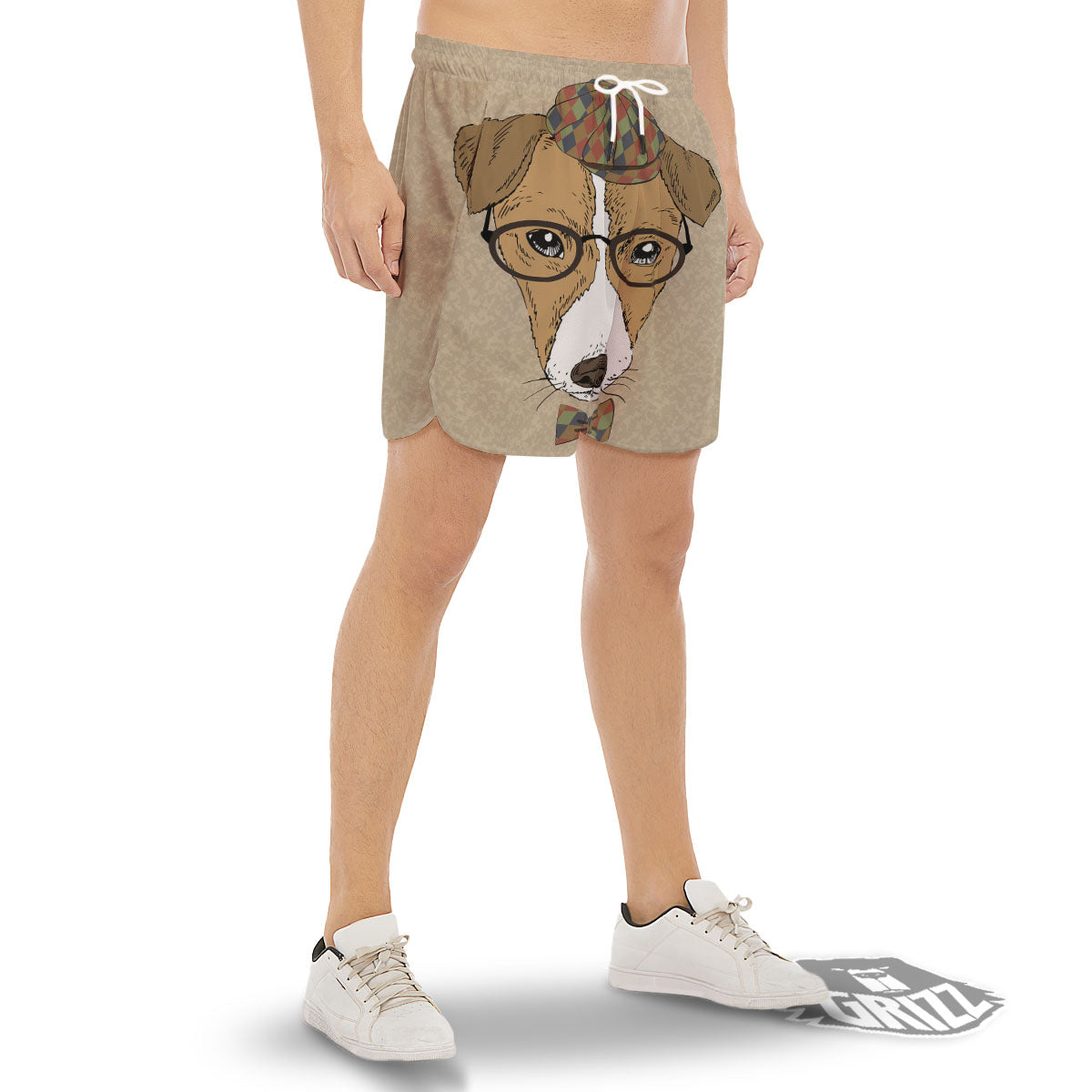 Portrait Jack Russell Terrier Print Men's Gym Shorts-grizzshop