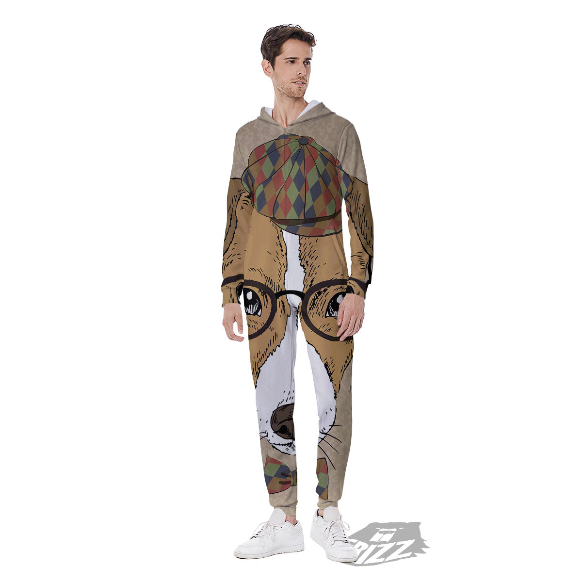 Portrait Jack Russell Terrier Print Men's Jumpsuit-grizzshop