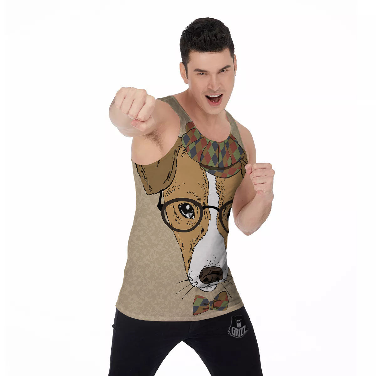 Portrait Jack Russell Terrier Print Men's Tank Top-grizzshop