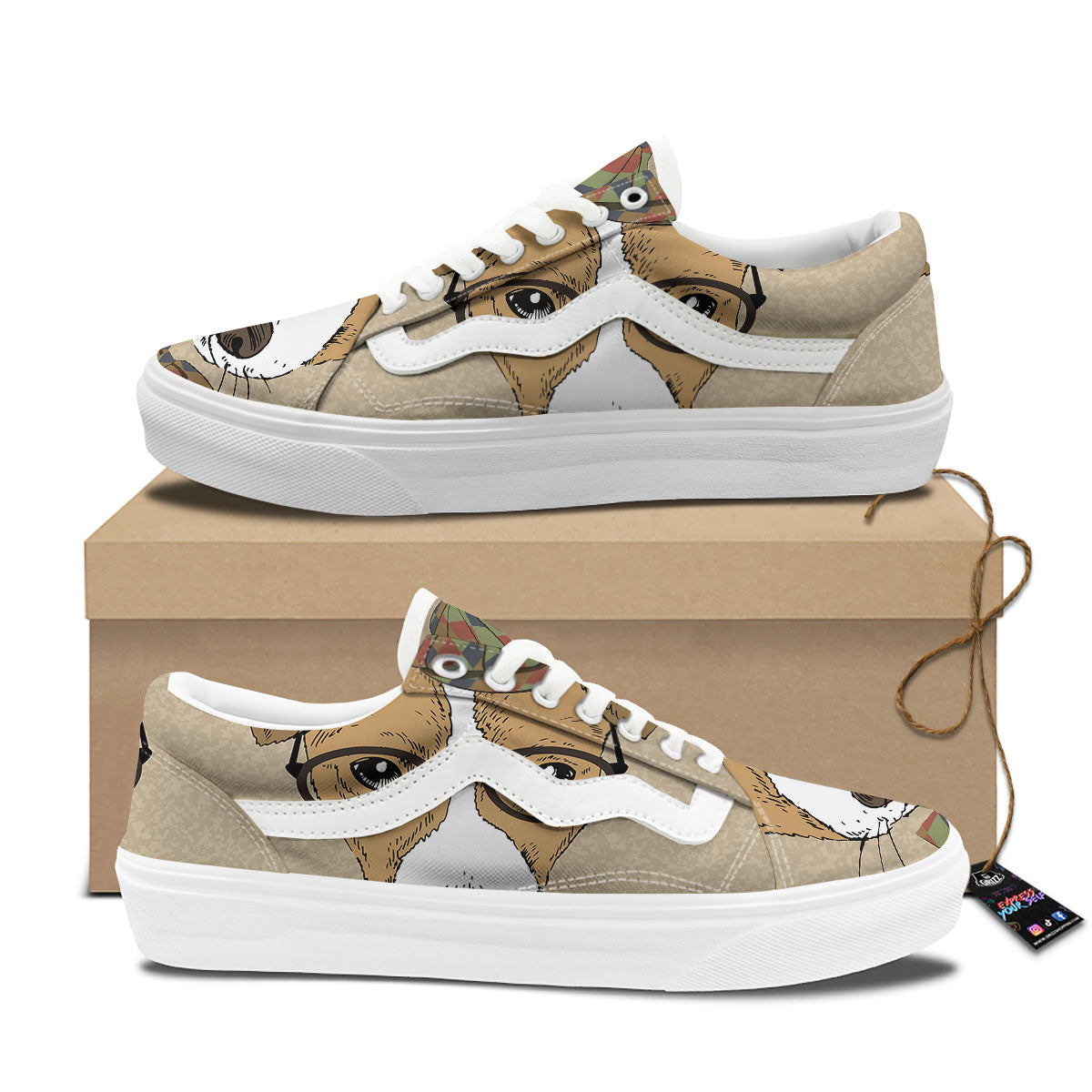 Portrait Jack Russell Terrier Print Skate Shoes-grizzshop