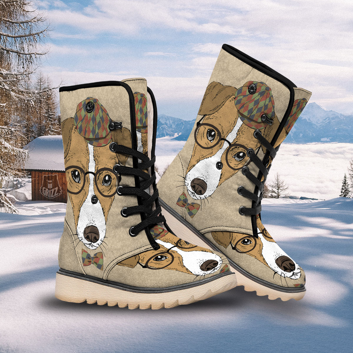 Portrait Jack Russell Terrier Print Snow Boots-grizzshop