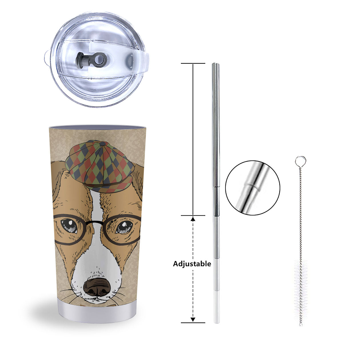 Portrait Jack Russell Terrier Print Tumbler-grizzshop