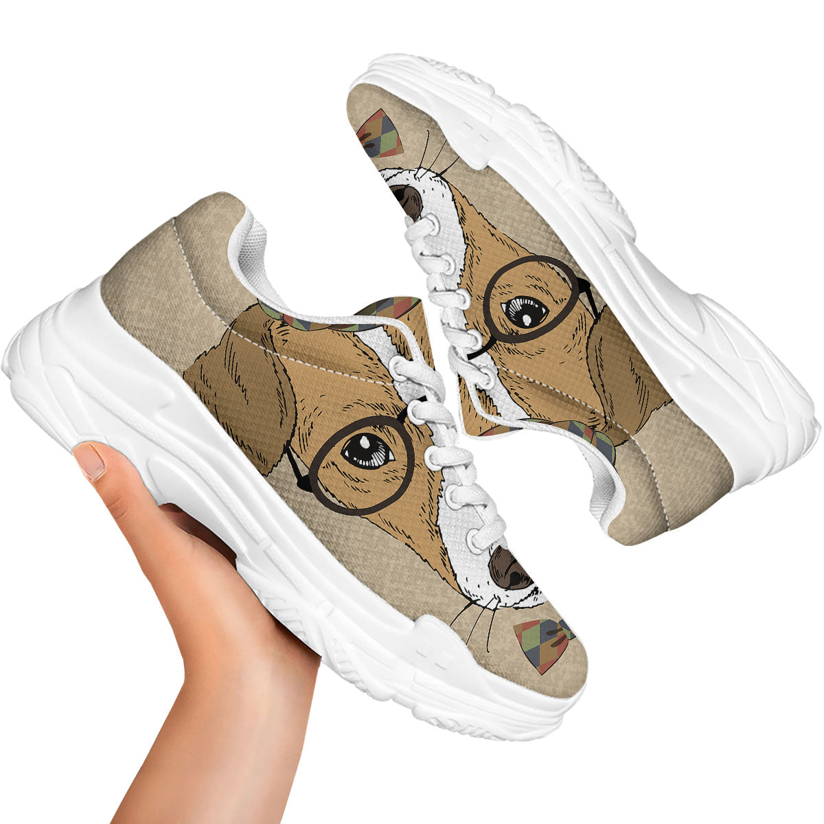 Portrait Jack Russell Terrier Print White Chunky Shoes-grizzshop