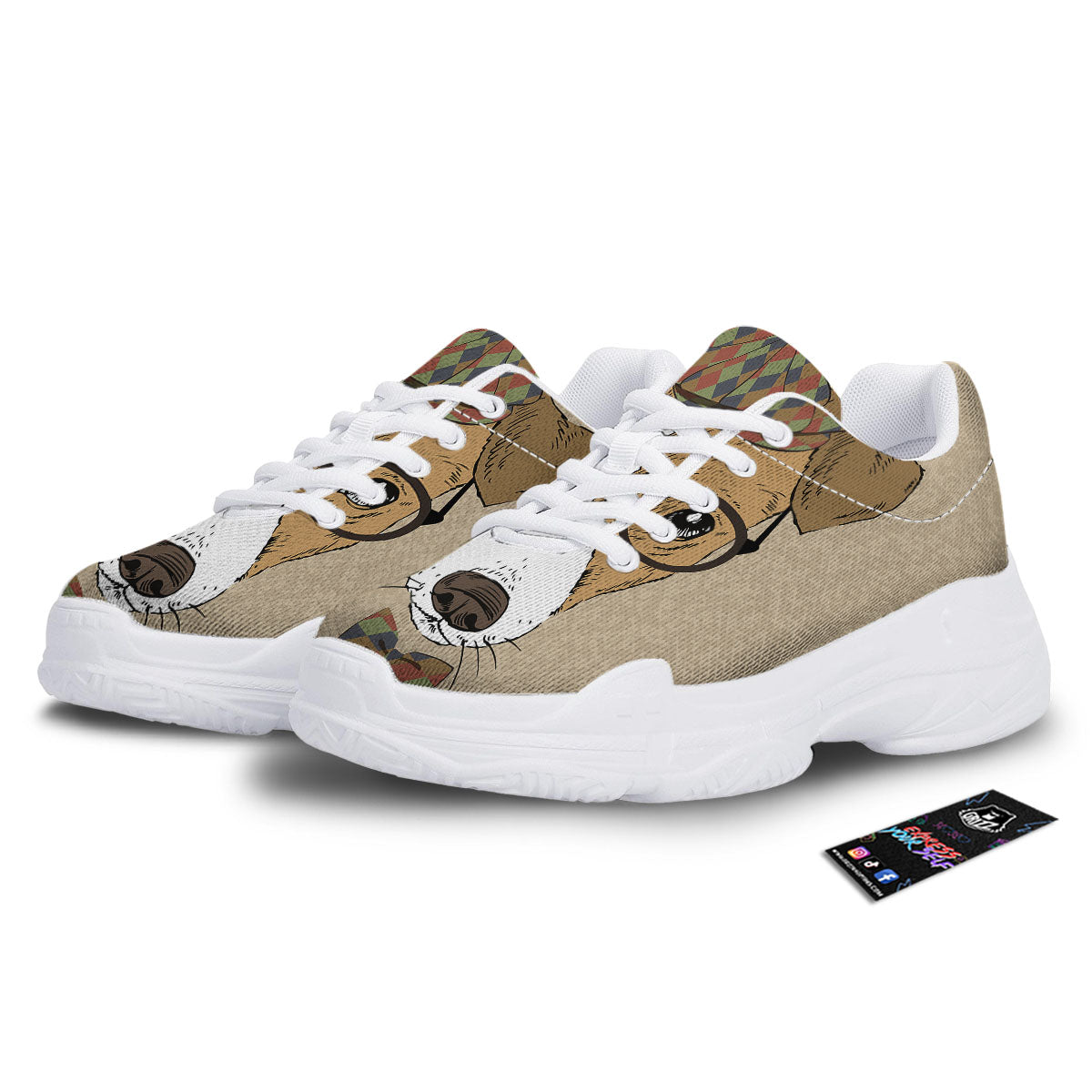 Portrait Jack Russell Terrier Print White Chunky Shoes-grizzshop