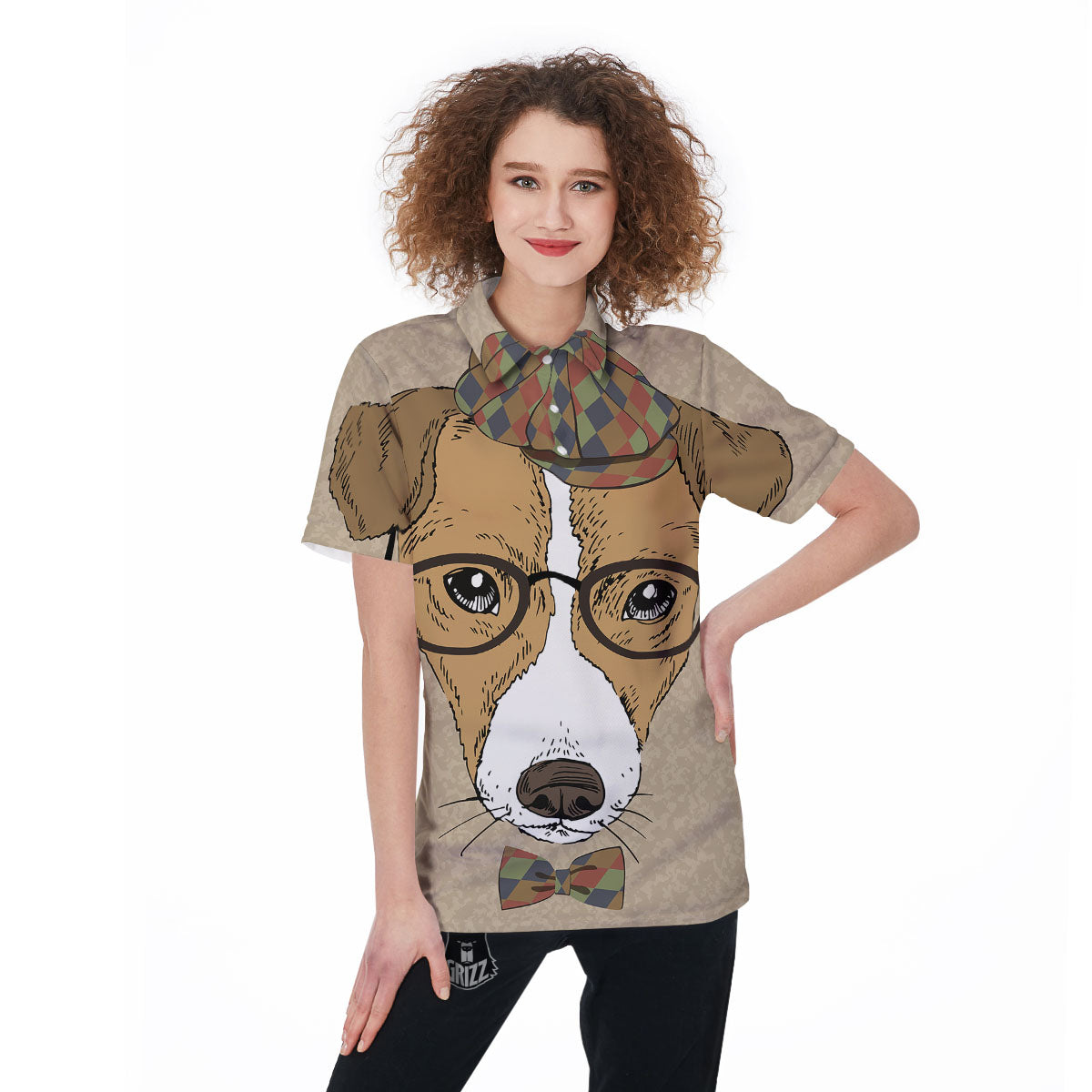 Portrait Jack Russell Terrier Print Women's Golf Shirts-grizzshop
