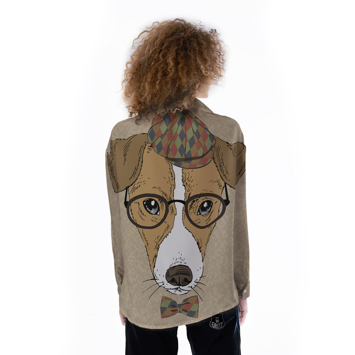 Portrait Jack Russell Terrier Print Women's Long Sleeve Shirts-grizzshop