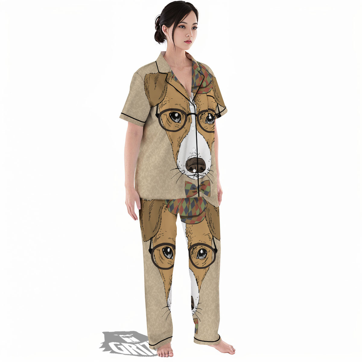 Portrait Jack Russell Terrier Print Women's Pajamas Set-grizzshop