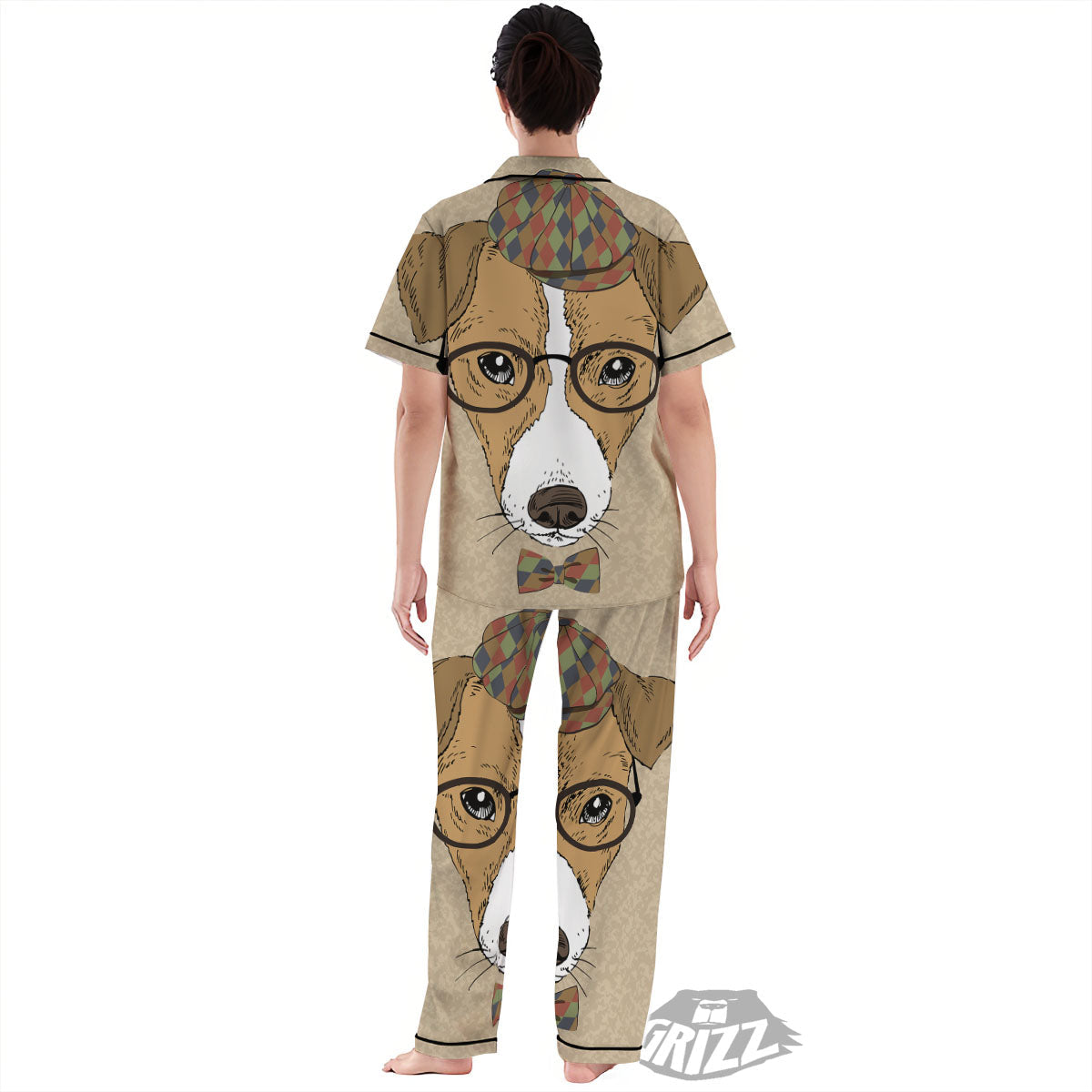Portrait Jack Russell Terrier Print Women's Pajamas Set-grizzshop