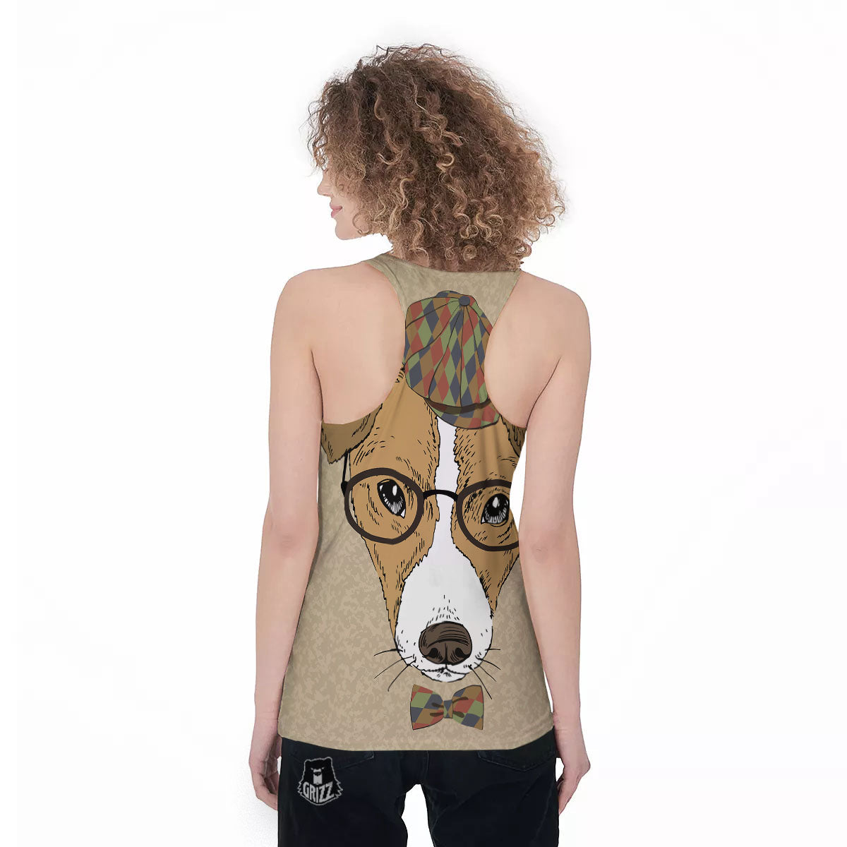 Portrait Jack Russell Terrier Print Women's Racerback Tank Top-grizzshop