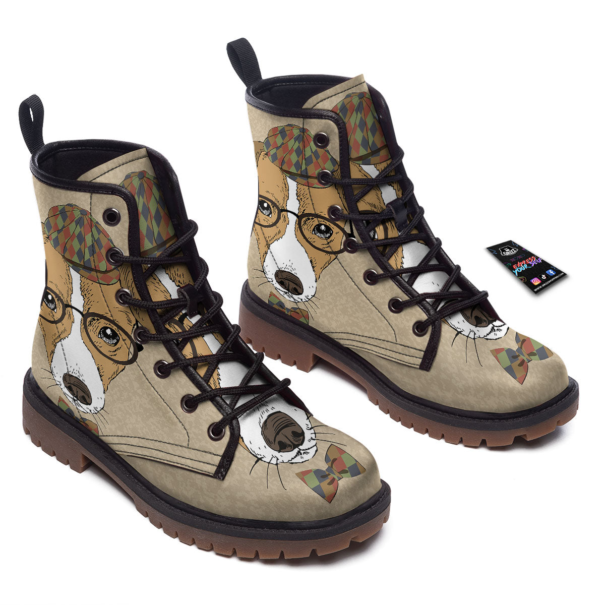 Portrait Jack Russell Terrier Print Work Boots-grizzshop