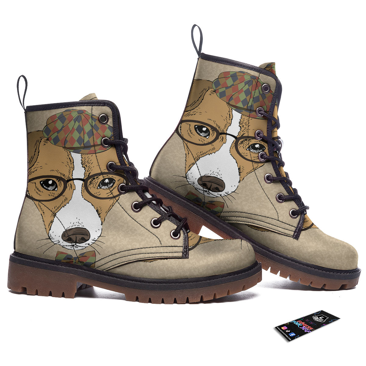 Portrait Jack Russell Terrier Print Work Boots-grizzshop
