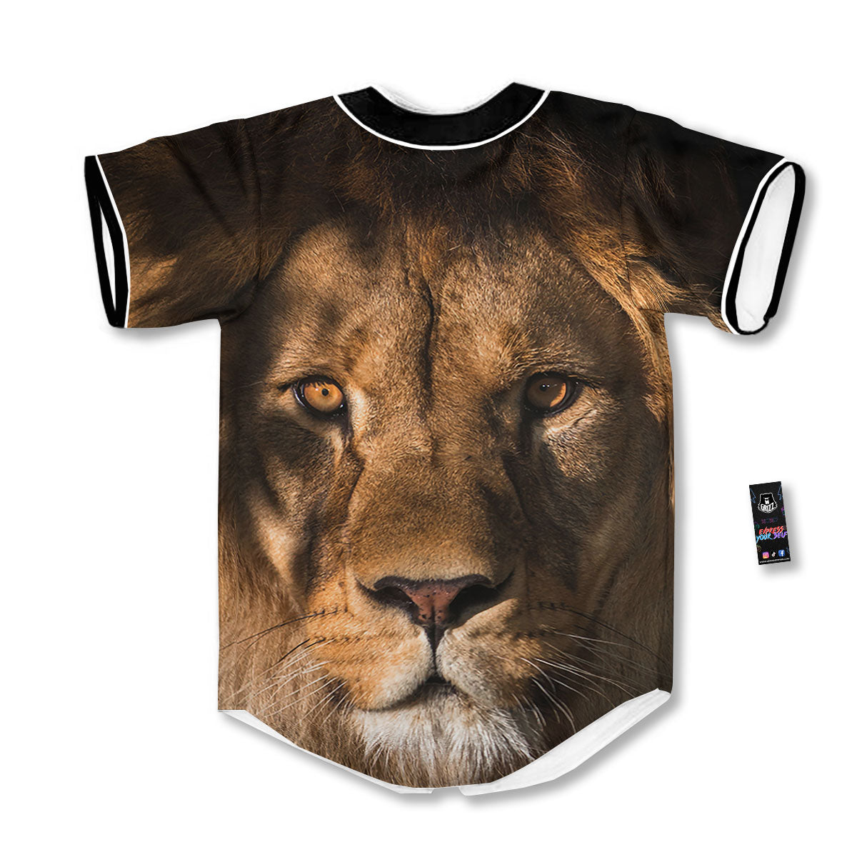 Portrait Leo Print Baseball Jersey-grizzshop
