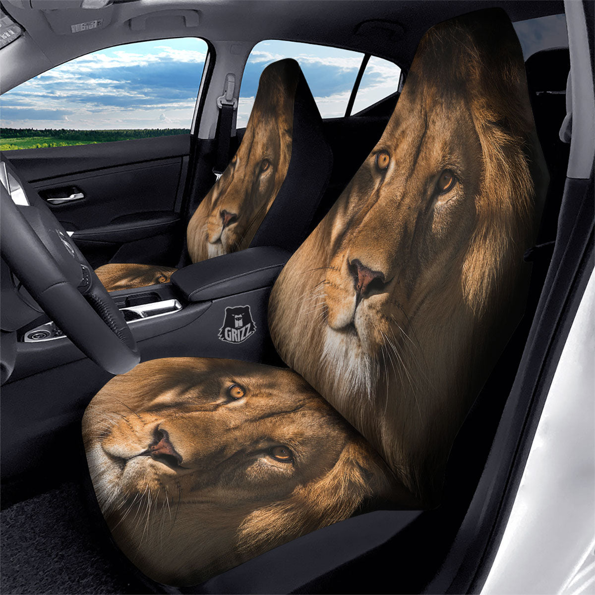 Portrait Leo Print Car Seat Covers-grizzshop