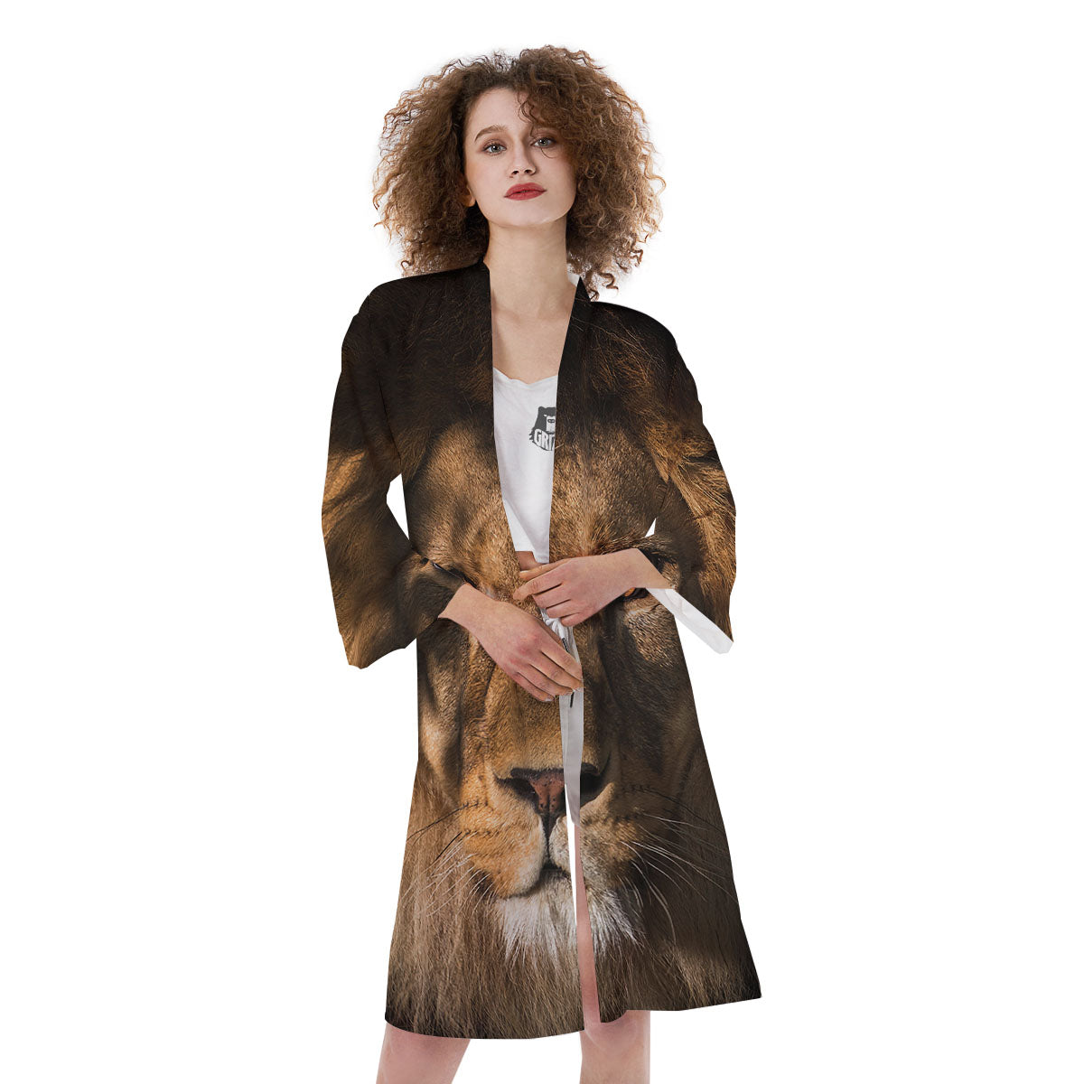 Portrait Leo Print Kimono-grizzshop