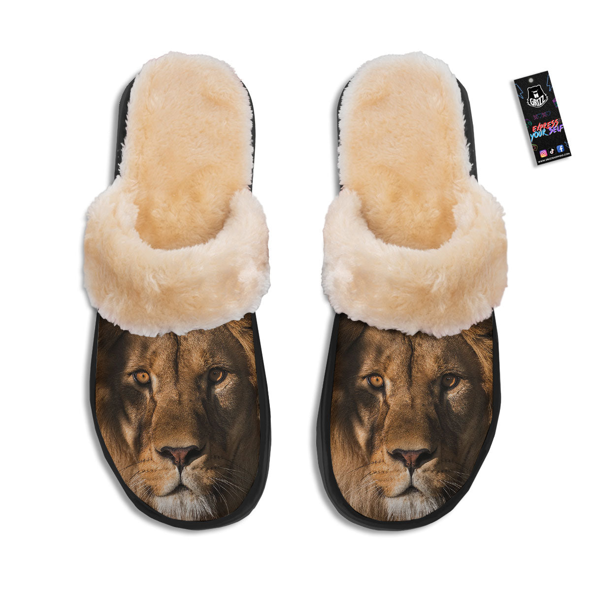 Portrait Leo Print Slippers-grizzshop