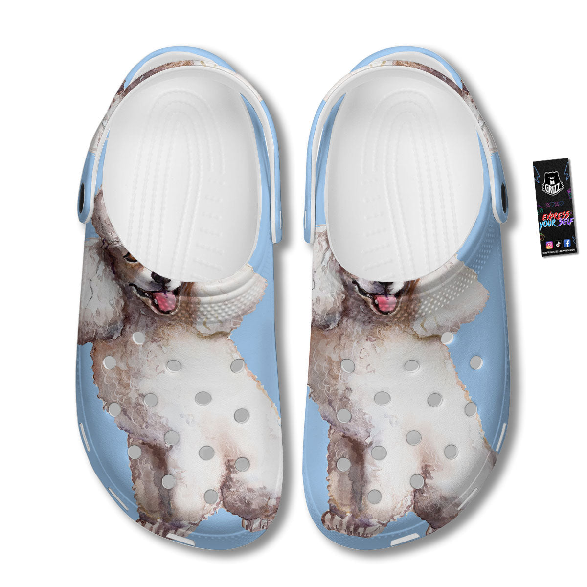 Portrait Poodle Print Clog-grizzshop