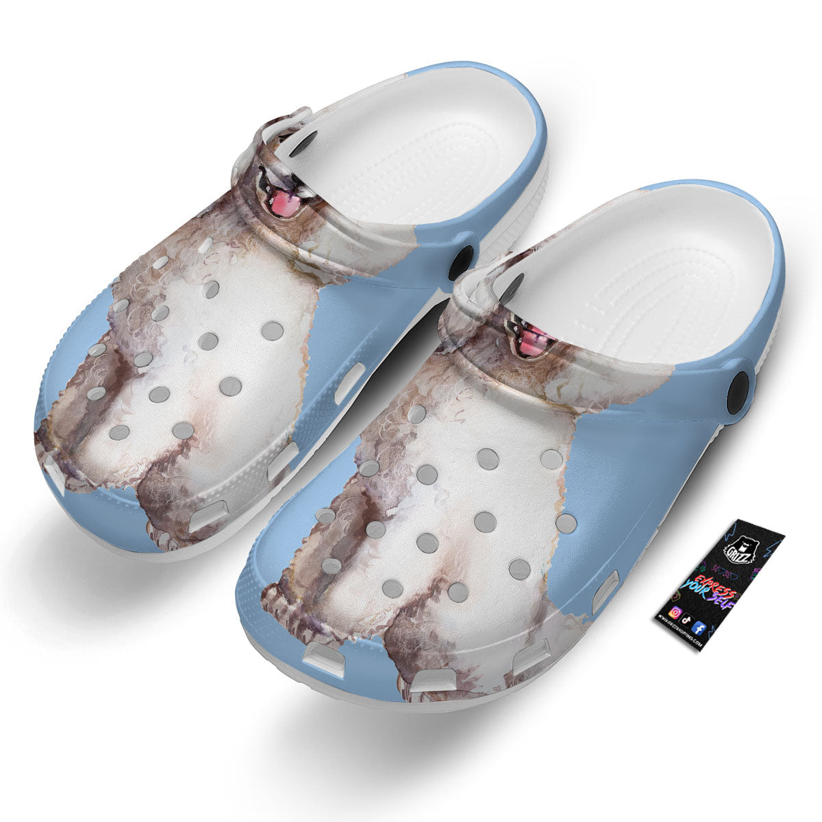 Portrait Poodle Print Clog-grizzshop