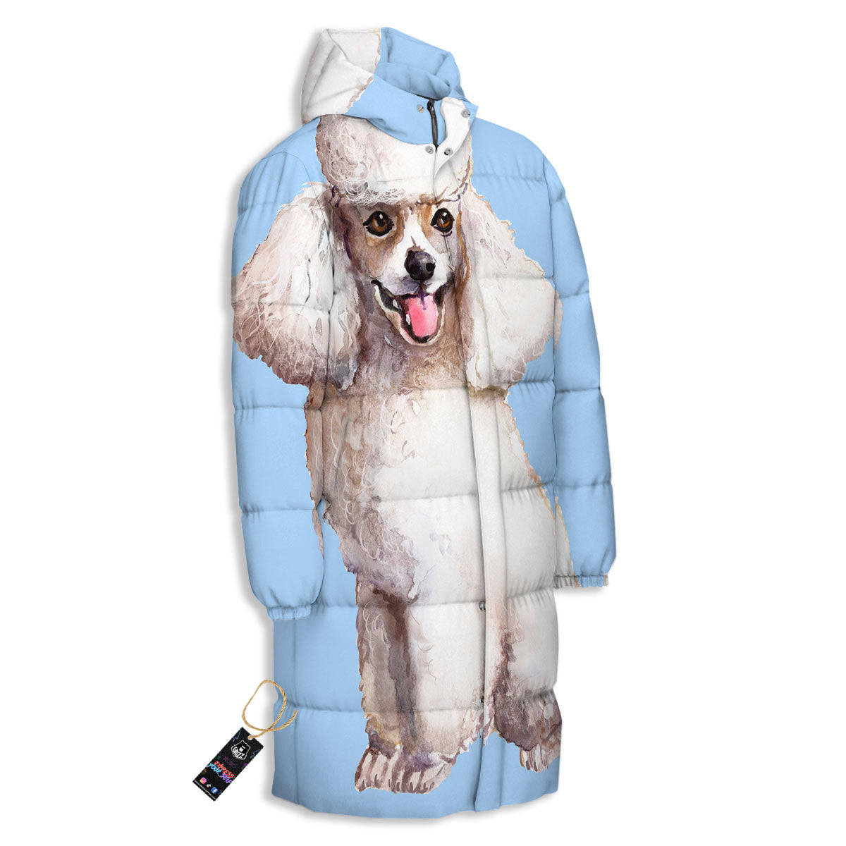 Portrait Poodle Print Long Down Jacket-grizzshop