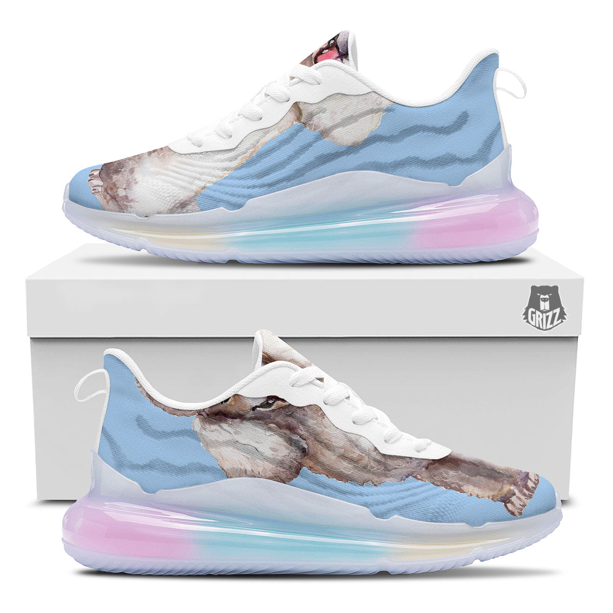 Portrait Poodle Print Running Sneakers-grizzshop