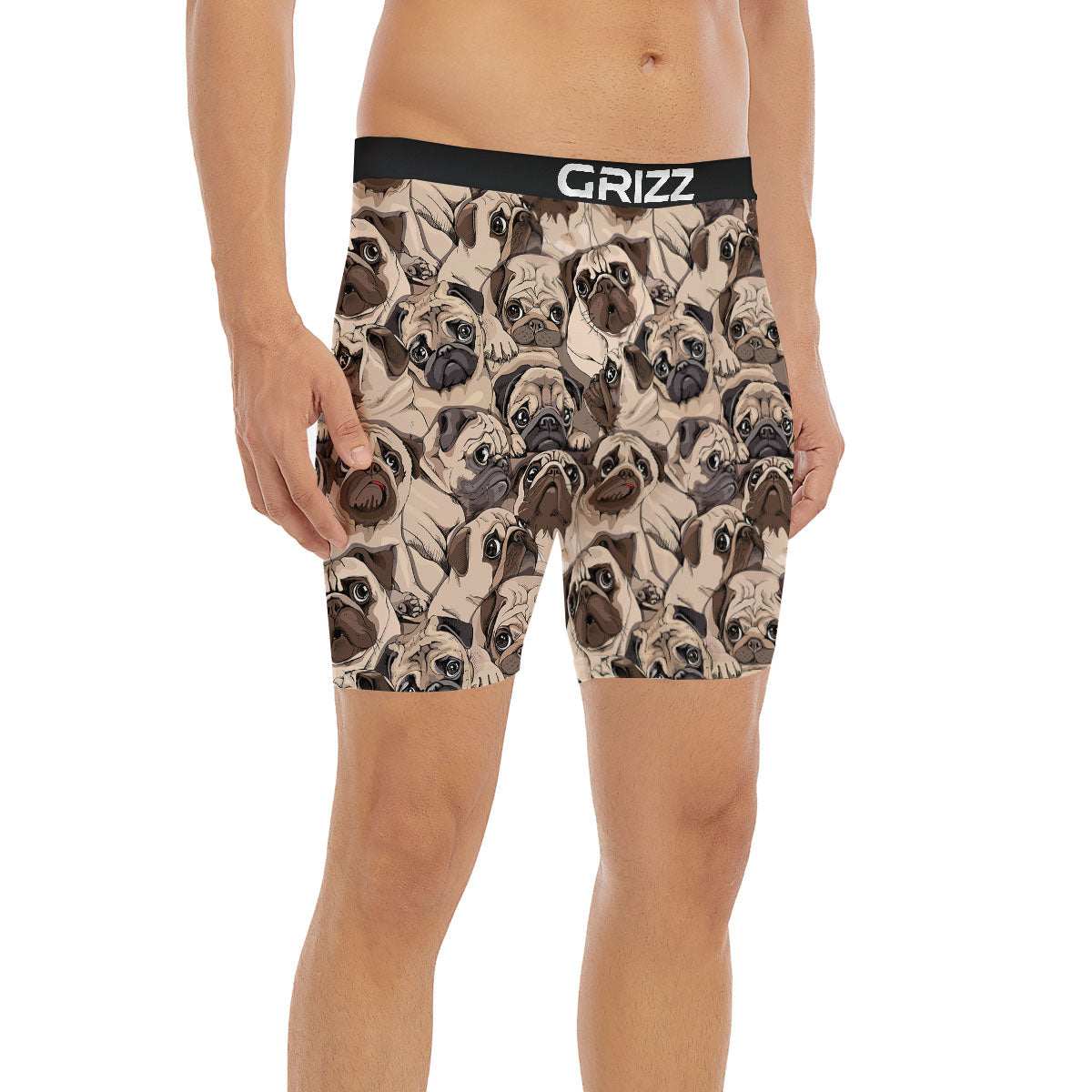 Portrait Pug Vintage Print Pattern Boxer Briefs-grizzshop