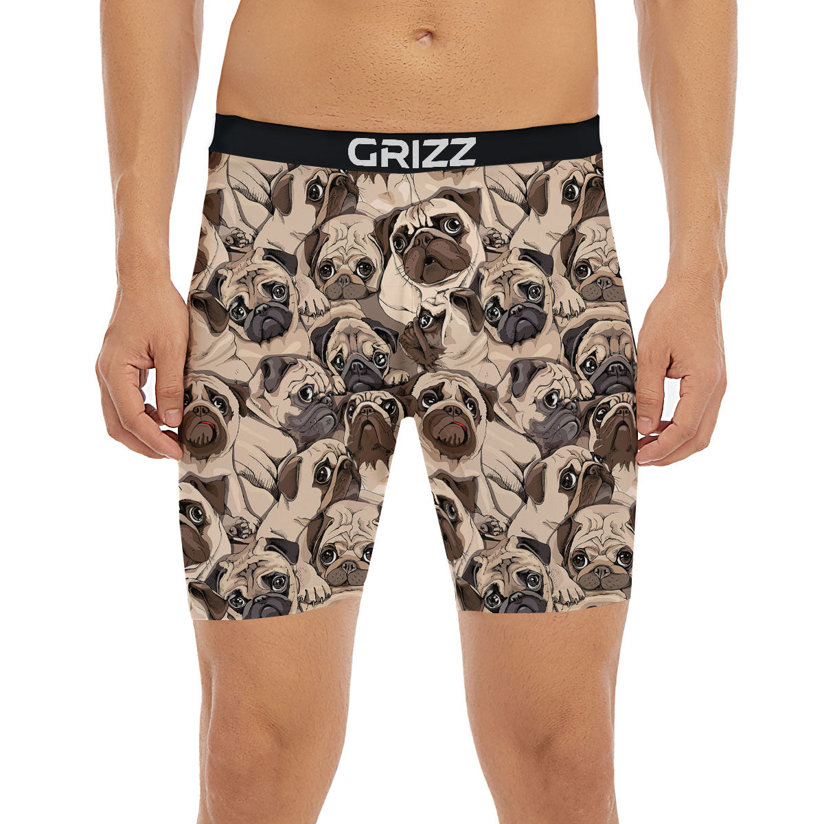Portrait Pug Vintage Print Pattern Boxer Briefs-grizzshop