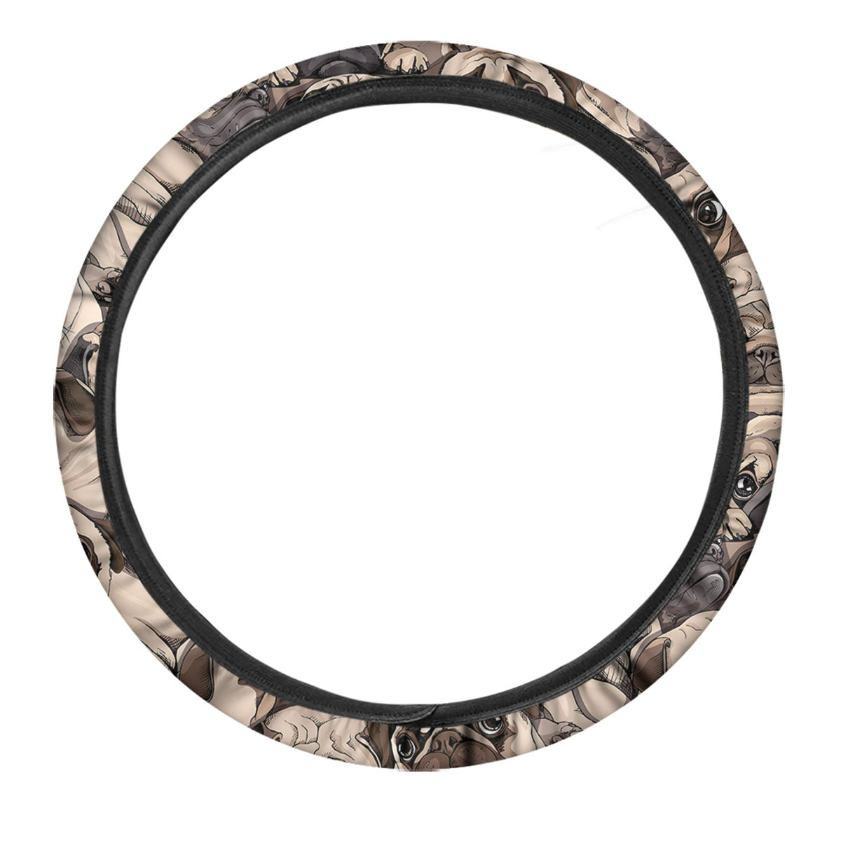 Portrait Pug Vintage Print Pattern Car Steering Wheel Cover-grizzshop