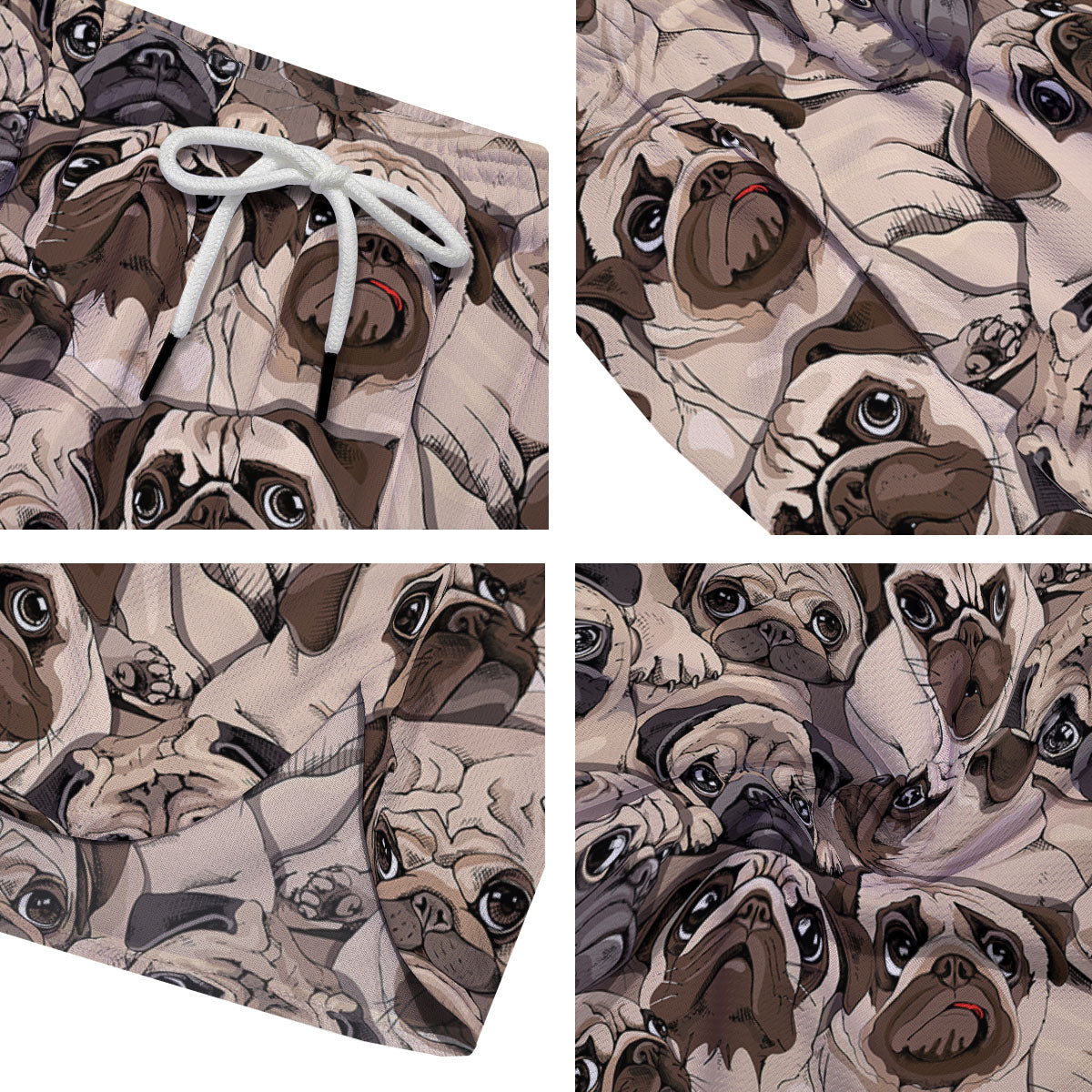 Portrait Pug Vintage Print Pattern Men's Running Shorts-grizzshop