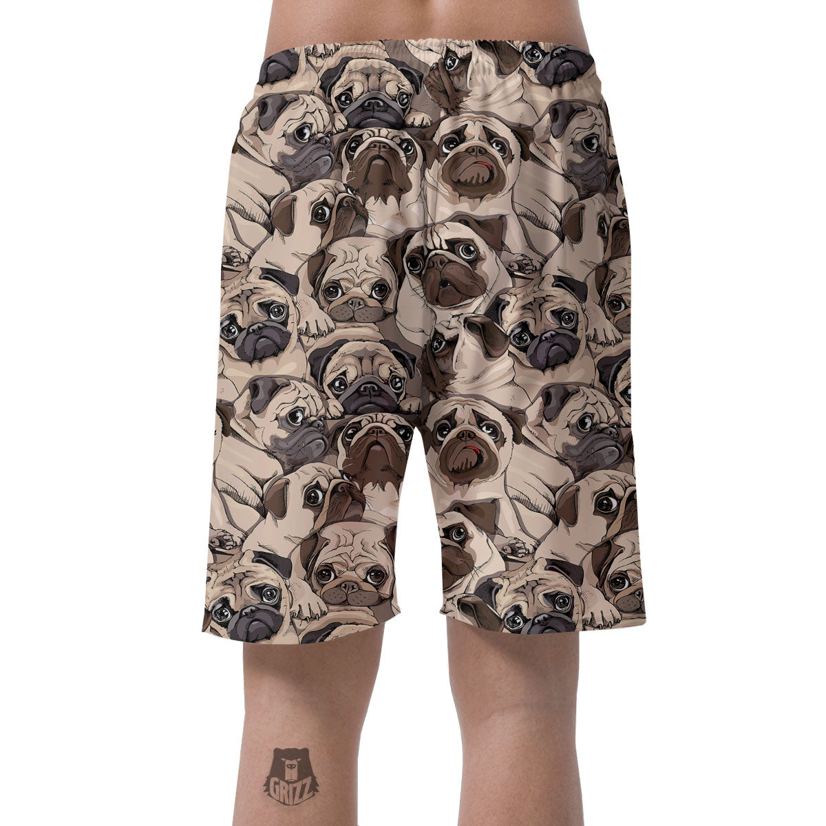 Portrait Pug Vintage Print Pattern Men's Shorts-grizzshop