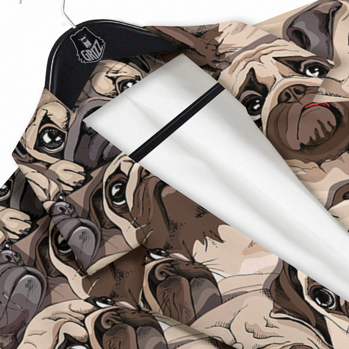 Portrait Pug Vintage Print Pattern Men's Sport Coat-grizzshop
