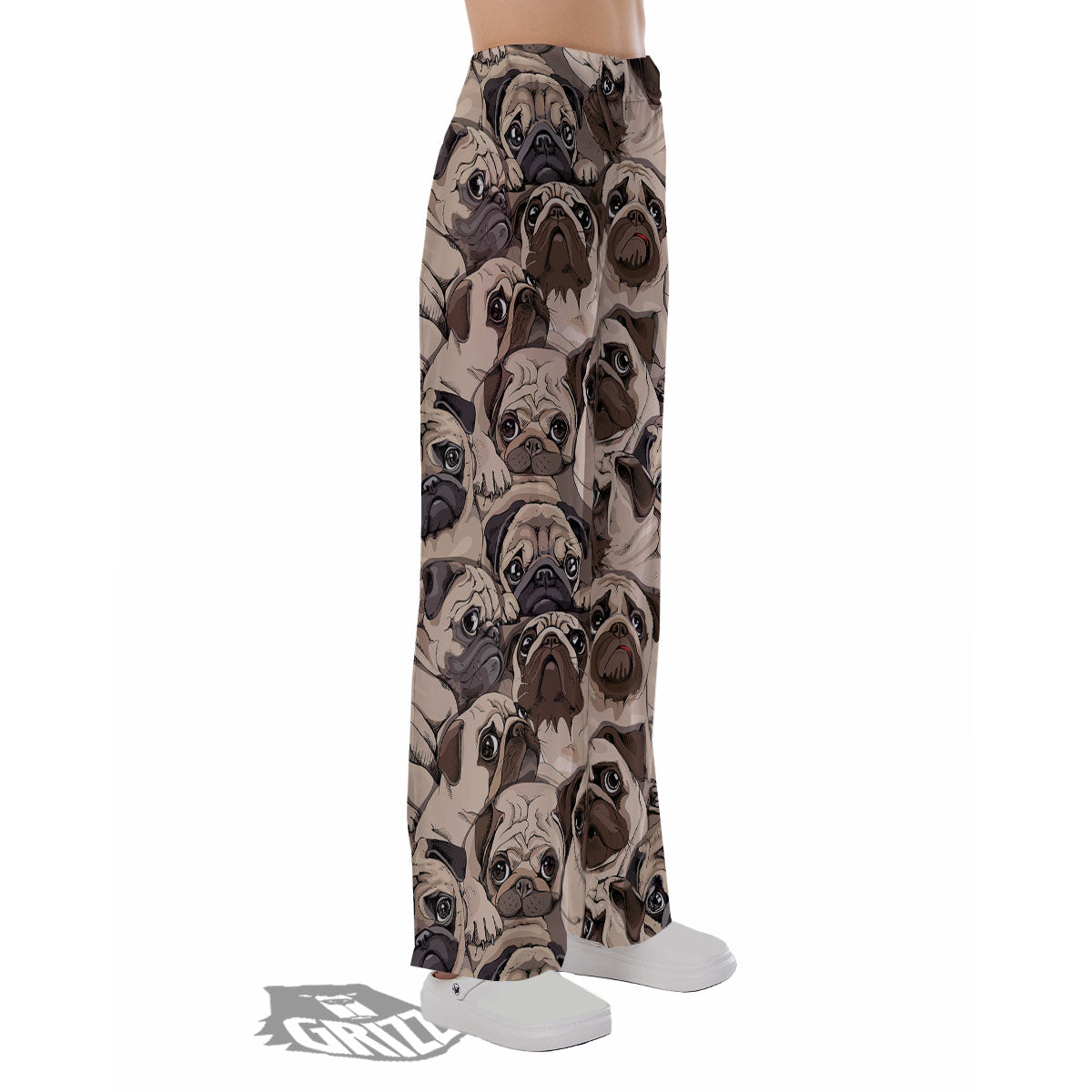 Portrait Pug Vintage Print Pattern Pajama Pants-grizzshop