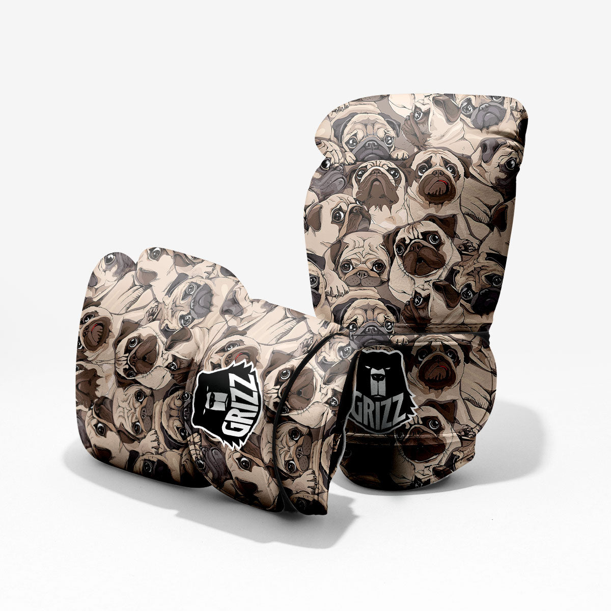 Portrait Pug Vintage Print Pattern Pro Boxing Glove