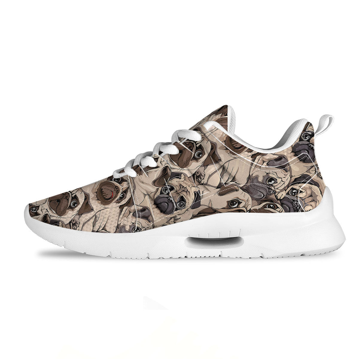 Portrait Pug Vintage Print Pattern Tennis Shoes-grizzshop