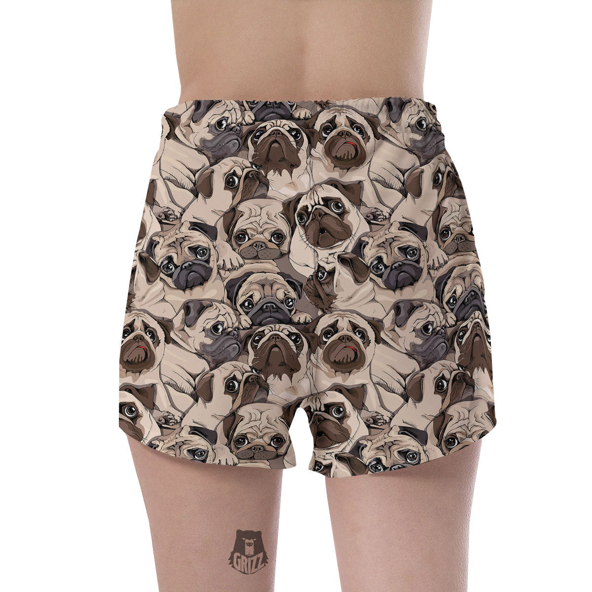 Portrait Pug Vintage Print Pattern Women's Shorts-grizzshop