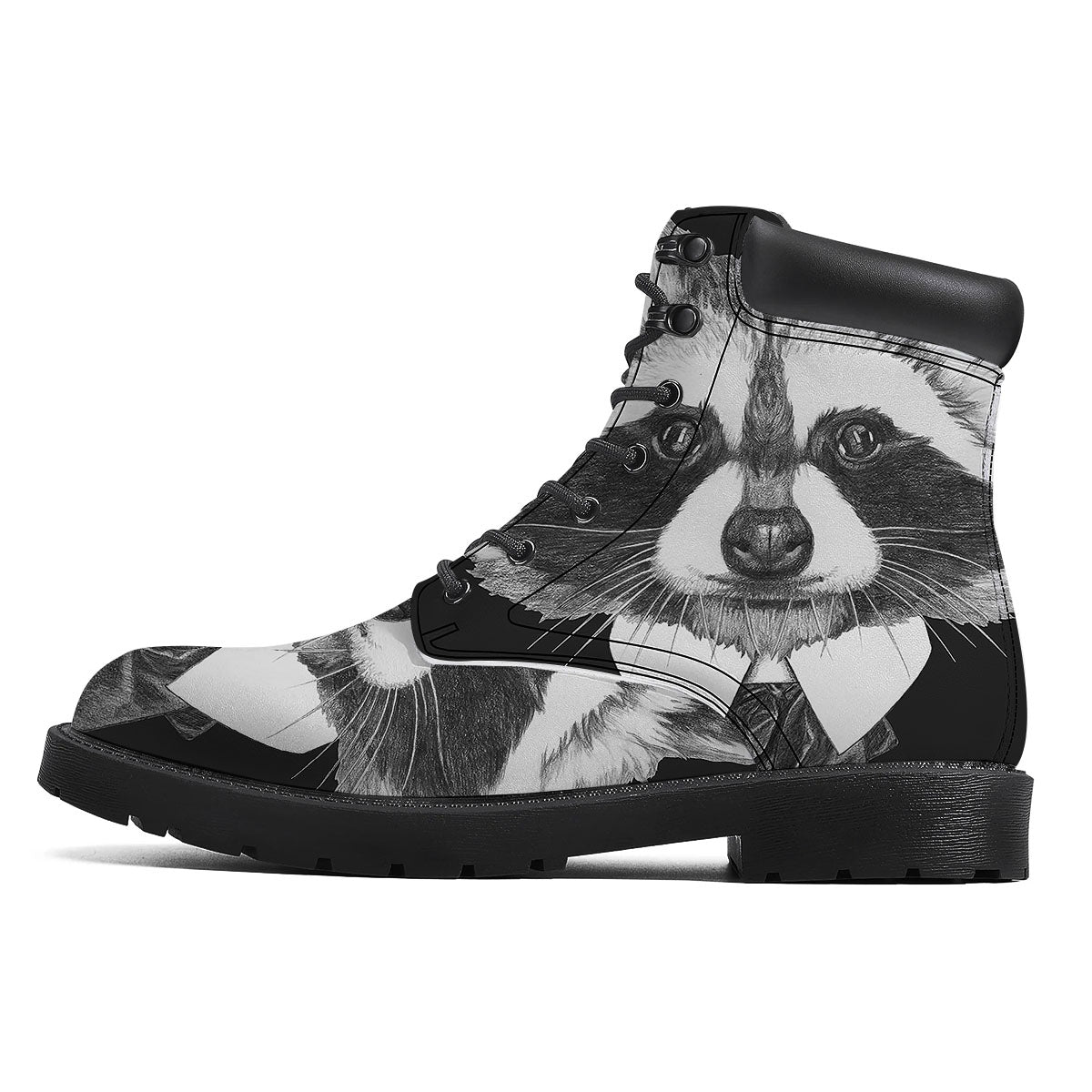 Portrait Raccoon Print Boots-grizzshop
