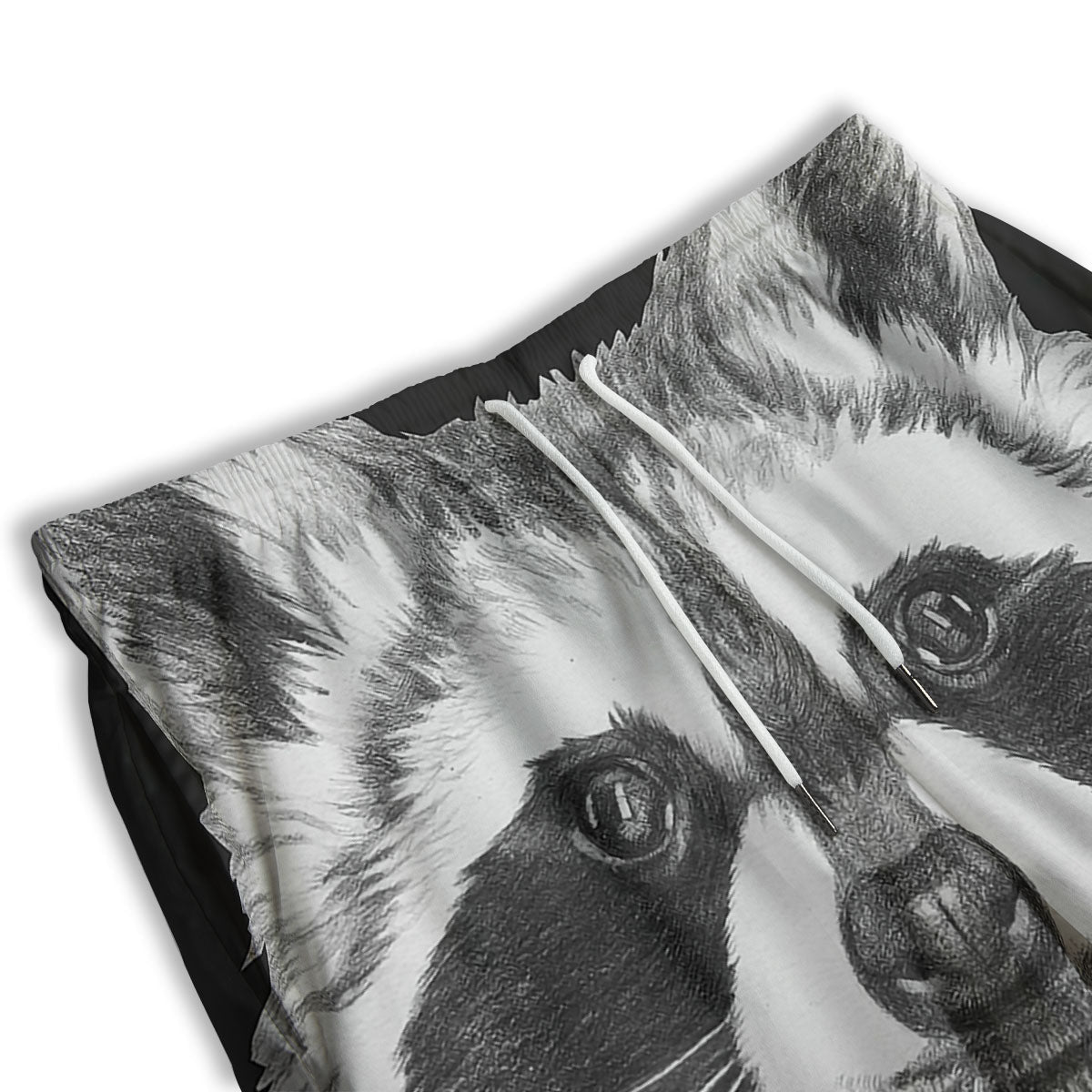 Portrait Raccoon Print Men's Athletic Shorts