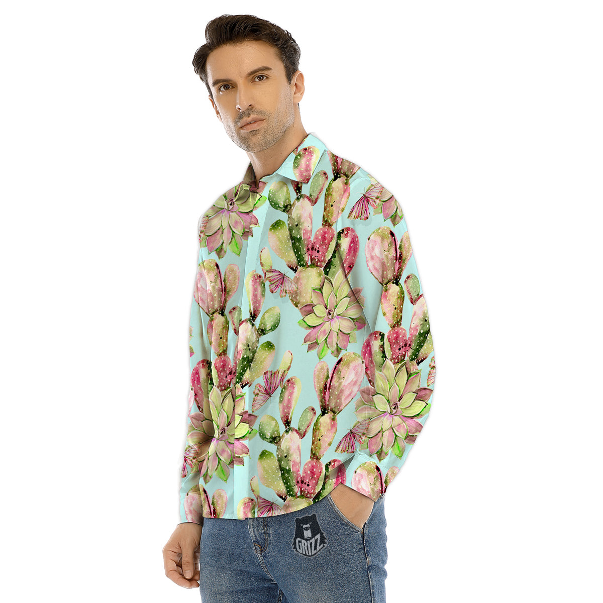 Portrait Raccoon Print Men's Dress Shirts-grizzshop