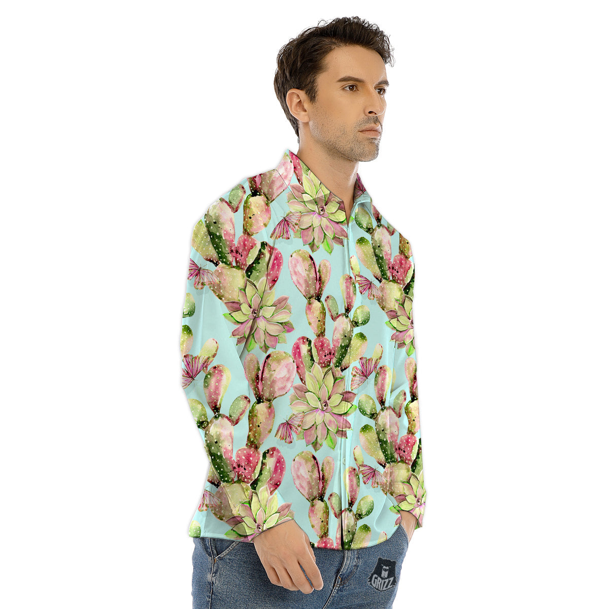 Portrait Raccoon Print Men's Dress Shirts-grizzshop