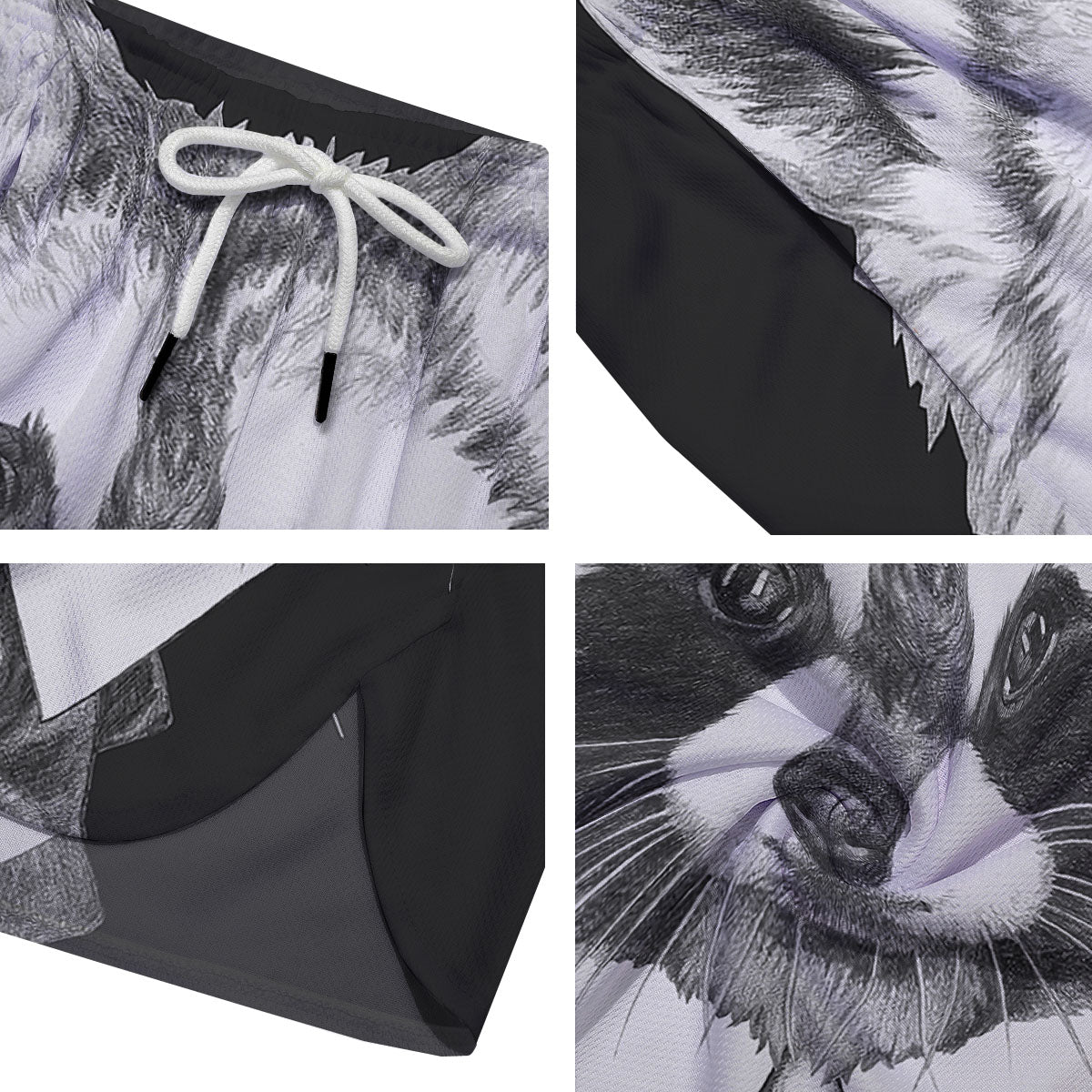 Portrait Raccoon Print Men's Running Shorts-grizzshop