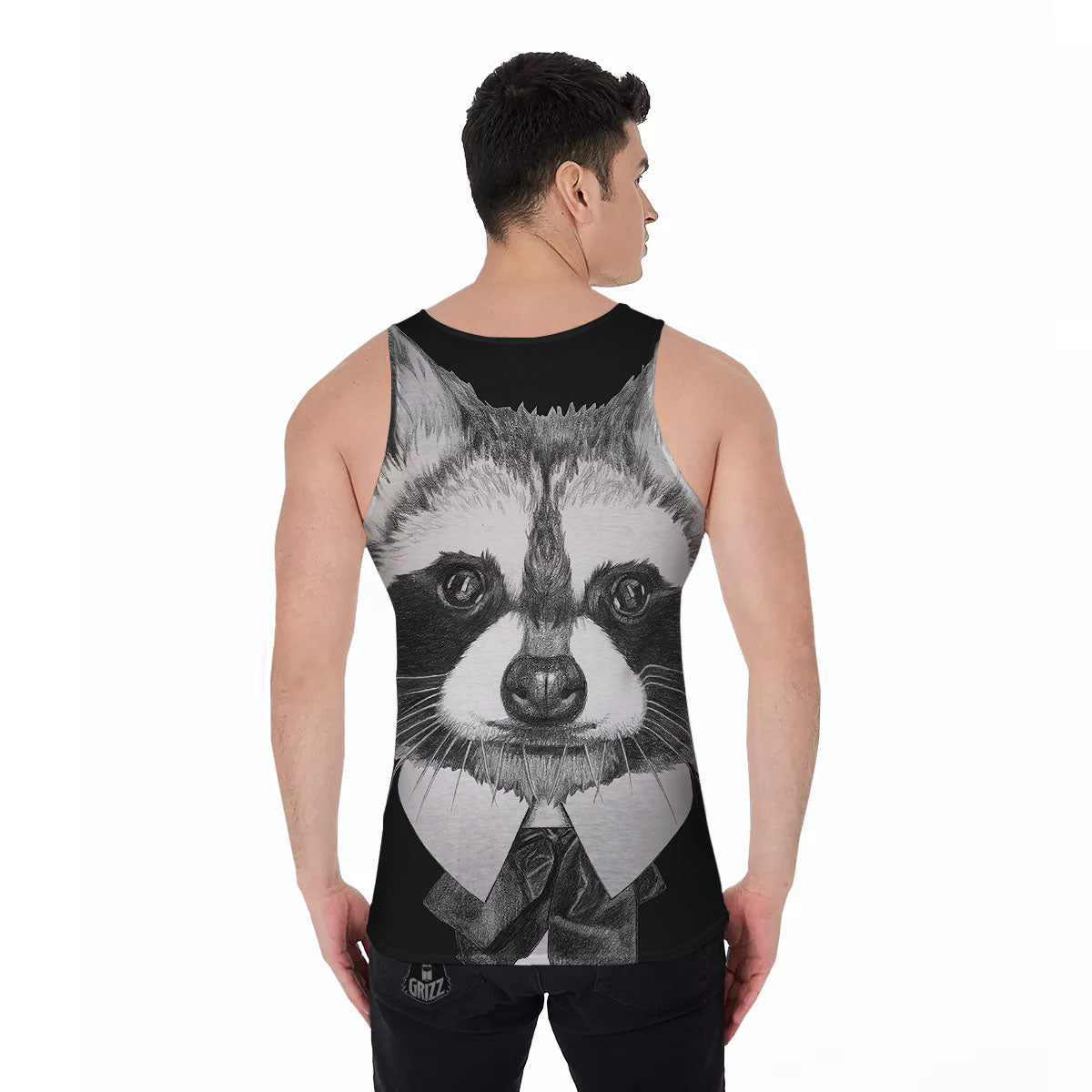 Portrait Raccoon Print Men's Tank Top-grizzshop
