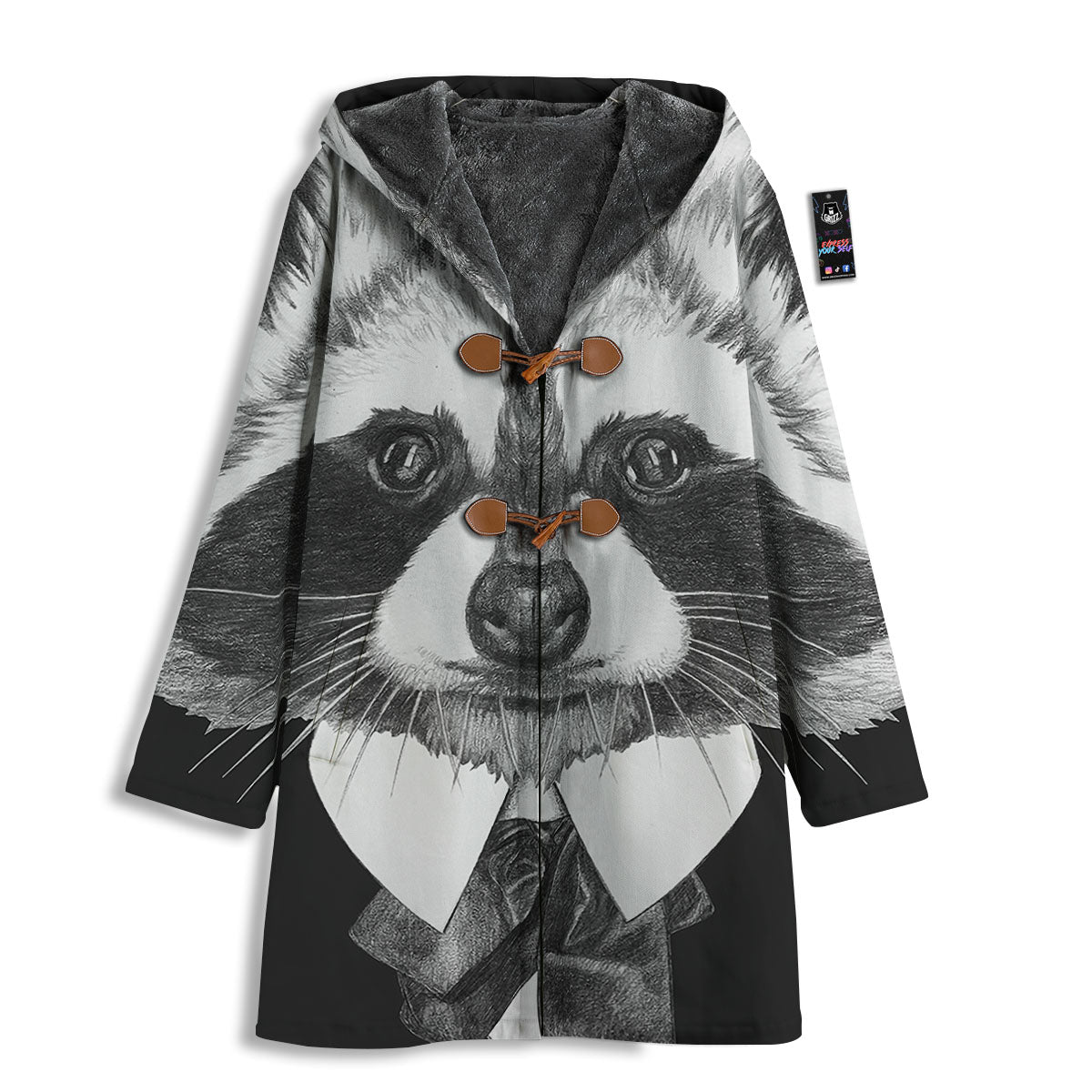 Portrait Raccoon Print Men's Windbreaker Jacket-grizzshop