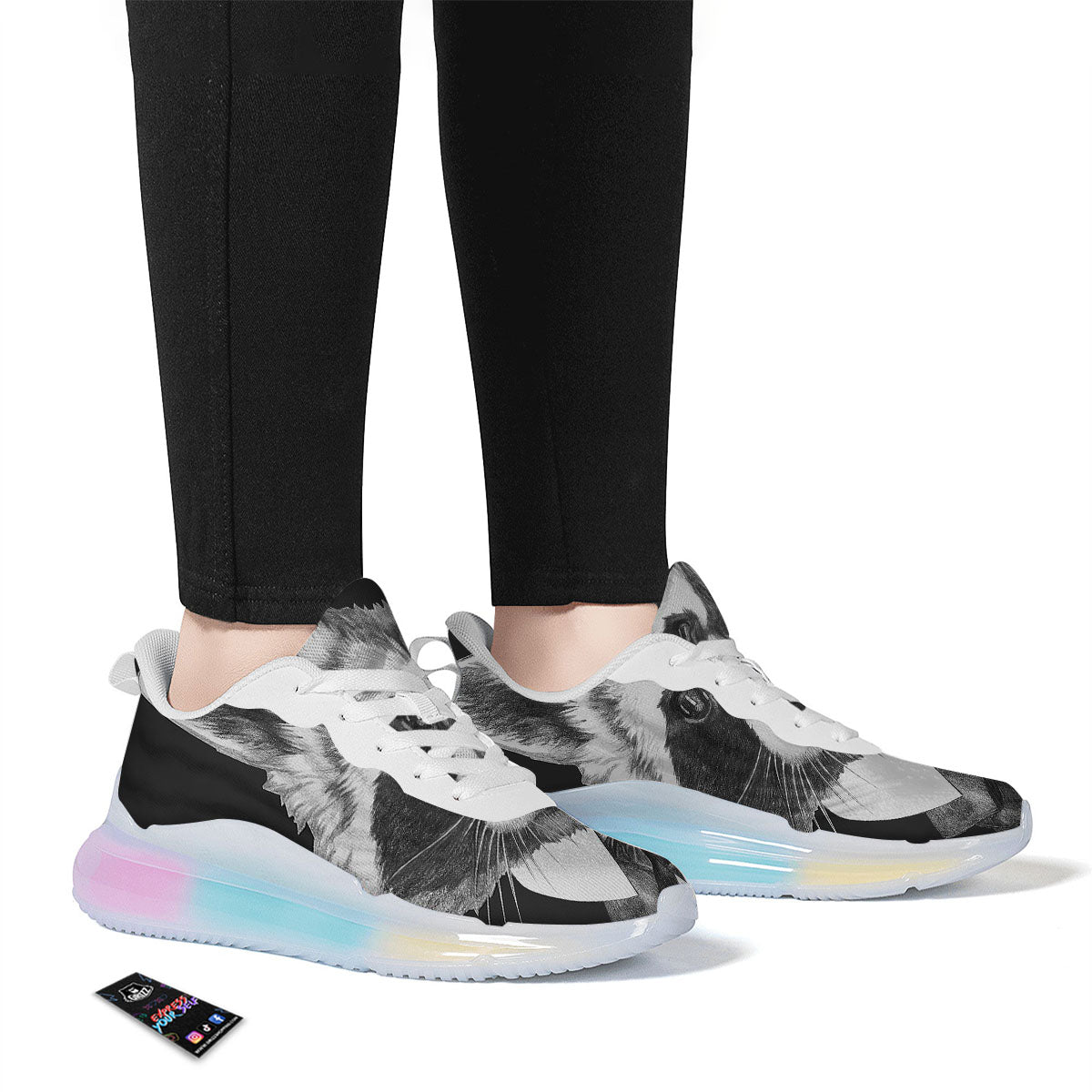 Portrait Raccoon Print Running Sneakers-grizzshop